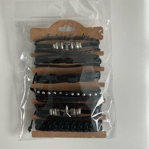 Faux Leather Bracelet Men Multilayer Rope Punk Bangle